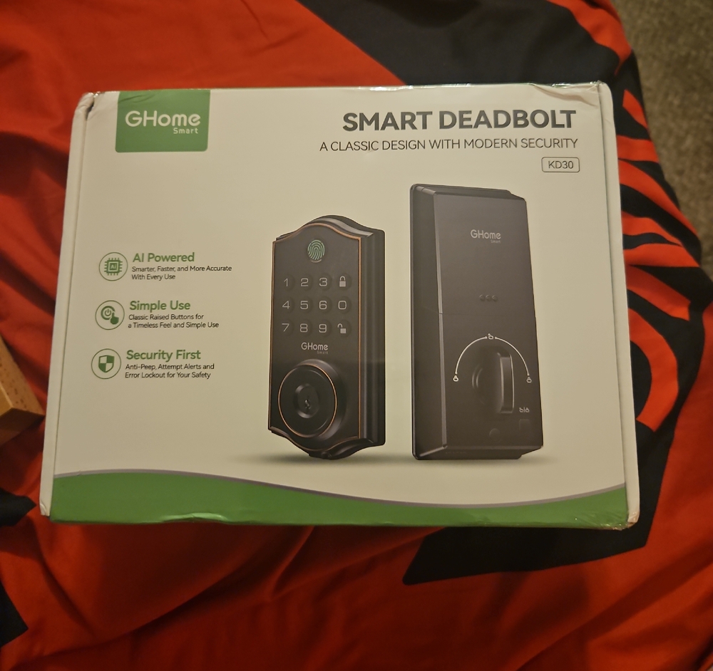 Black Smart Deadbolt with Networking Capabilities